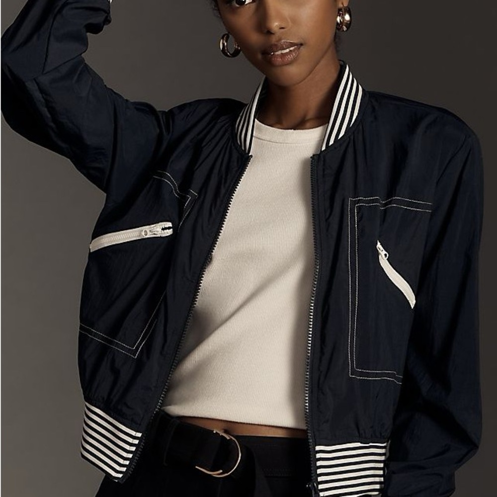 Daily Practice by Anthropologie Racing Stripes bomber jacket